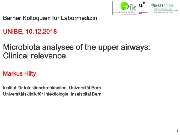 Berner Kolloquien für Labormedizin UNIBE, 10.12.2018
