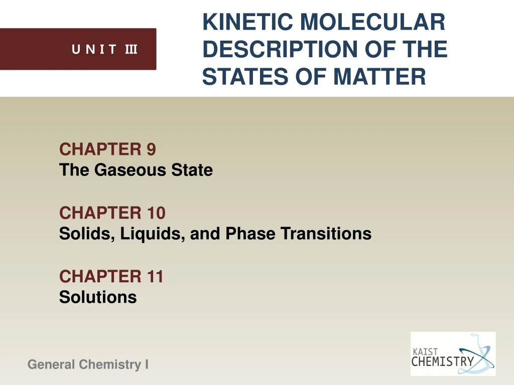 kinetic molecular description of the states