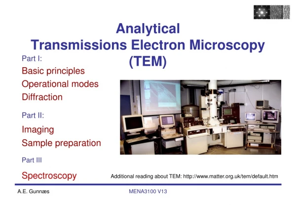 Analytical  Transmissions Electron Microscopy (TEM)