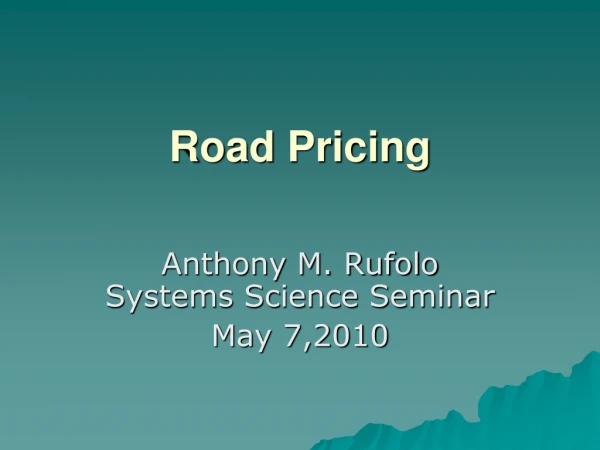 Road Pricing