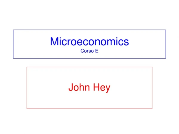 Microeconomics Corso E
