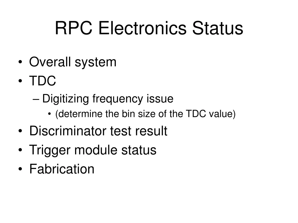 rpc electronics status