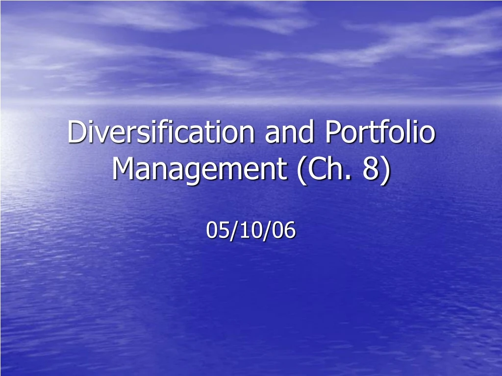diversification and portfolio management ch 8