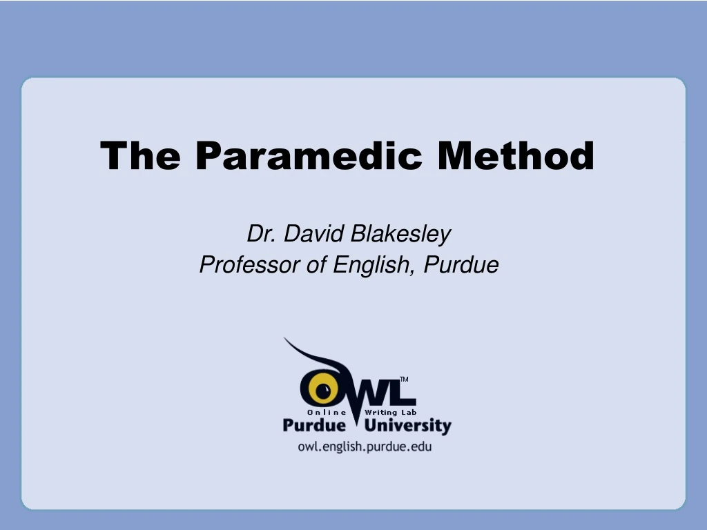 the paramedic method