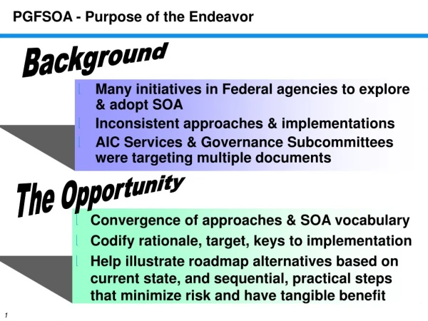 PGFSOA - Purpose of the Endeavor