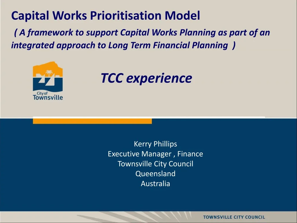 capital works prioritisation model a framework