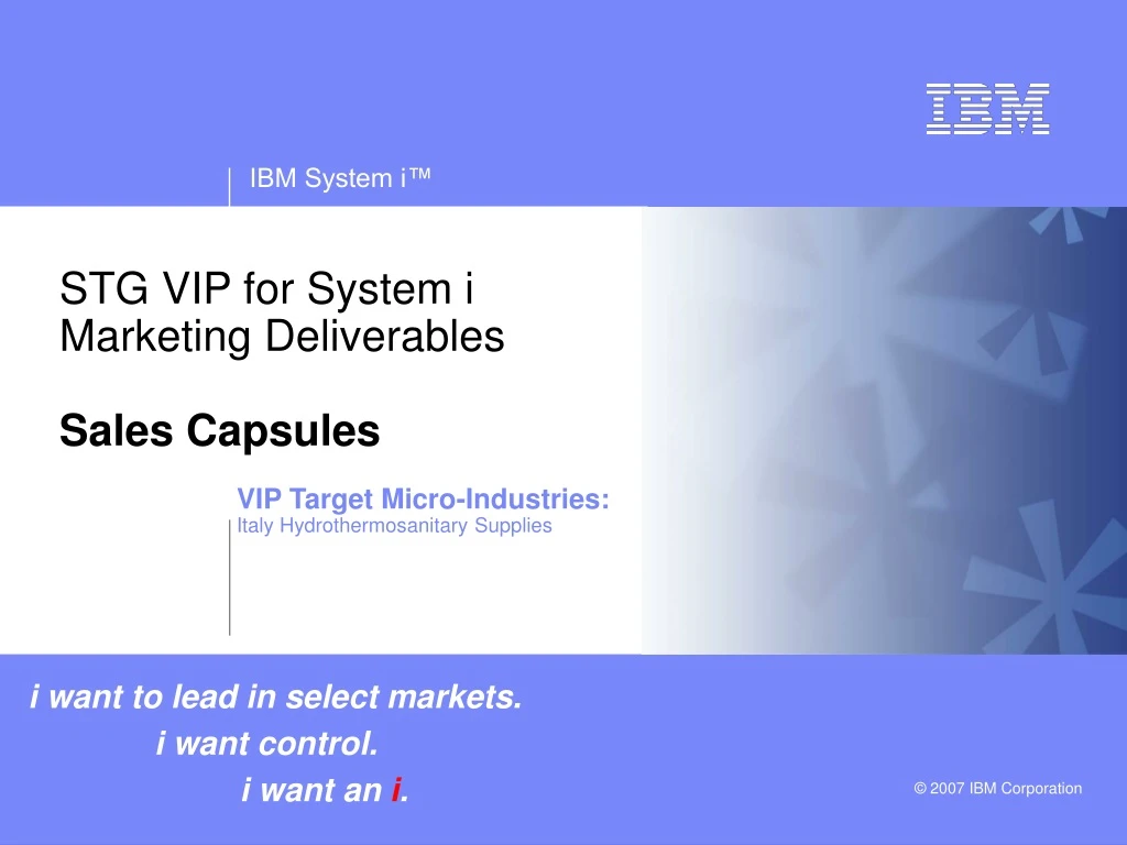 stg vip for system i marketing deliverables sales capsules