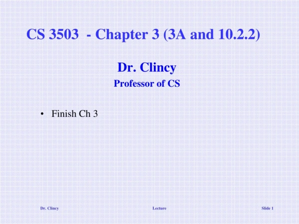 CS 3503  - Chapter 3 (3A and 10.2.2)