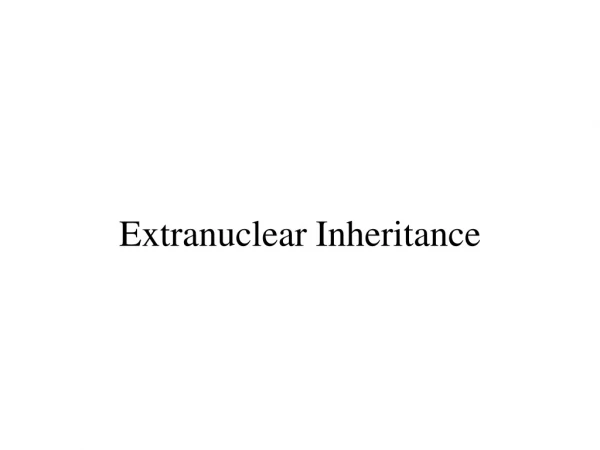 Extranuclear Inheritance