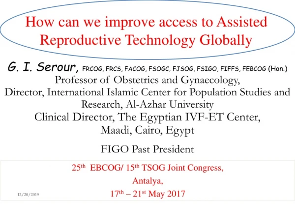 How can we improve access to Assisted Reproductive Technology Globally