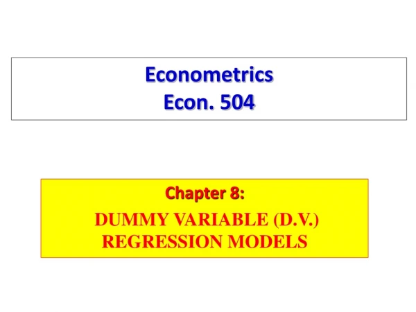 Econometrics Econ. 504