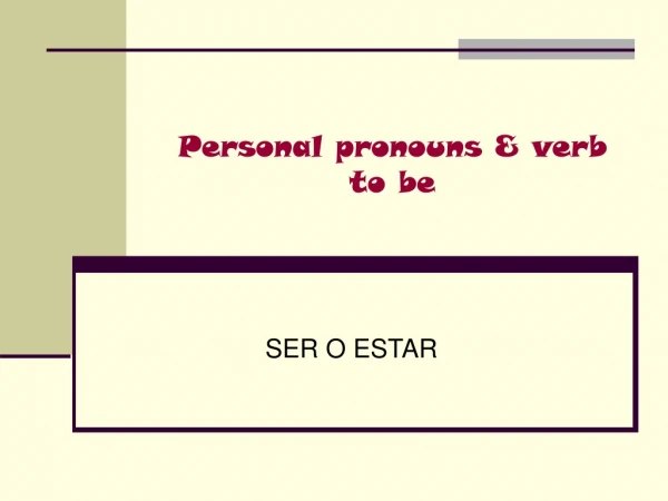Personal pronouns &amp; verb to be