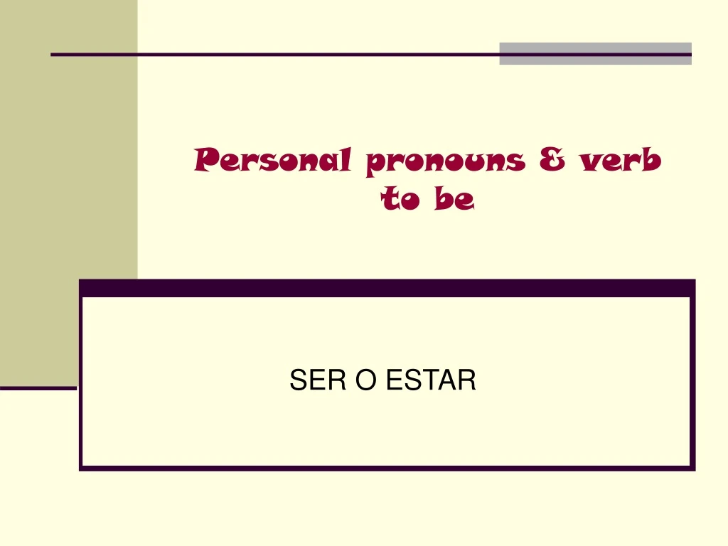 personal pronouns verb to be