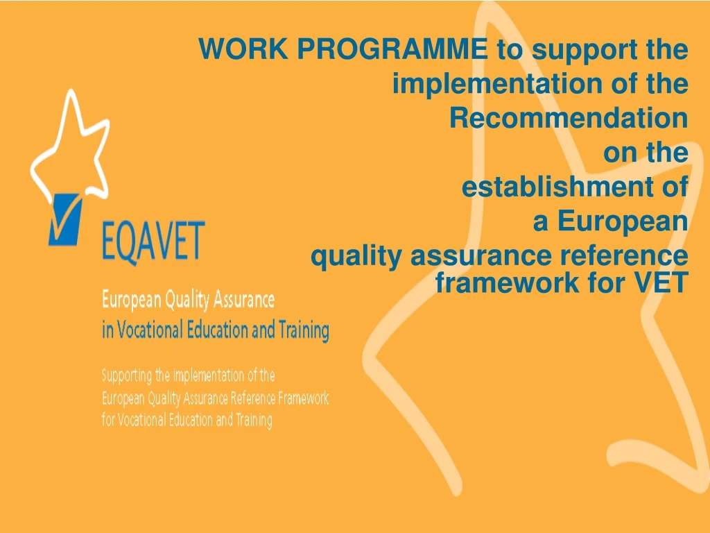 work programme to support the implementation