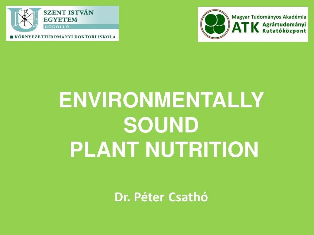 environmentally sound plant nutrition