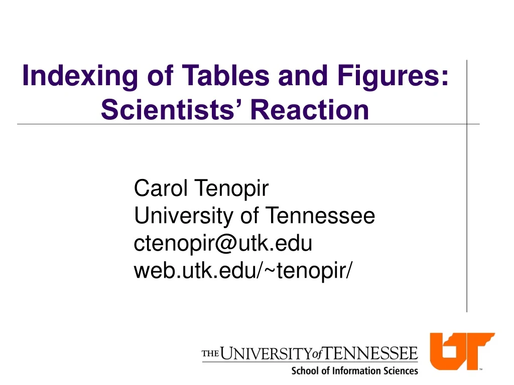 indexing of tables and figures scientists reaction