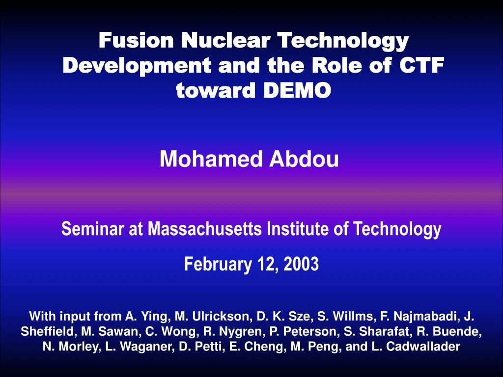 fusion nuclear technology development