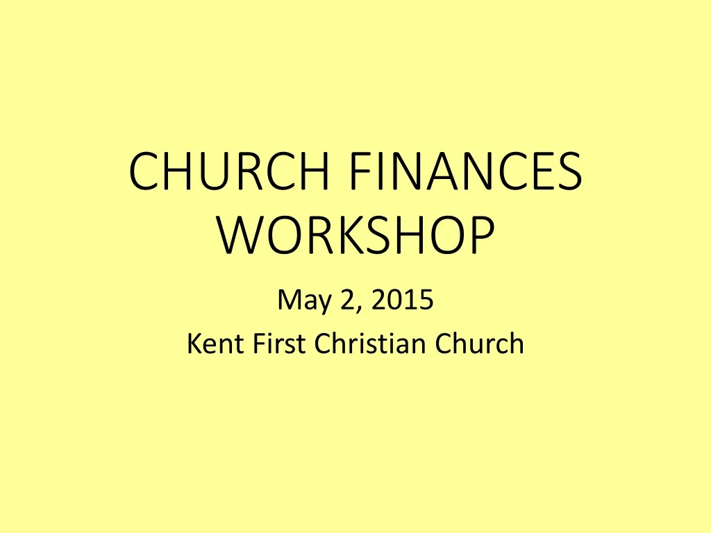 church finances workshop