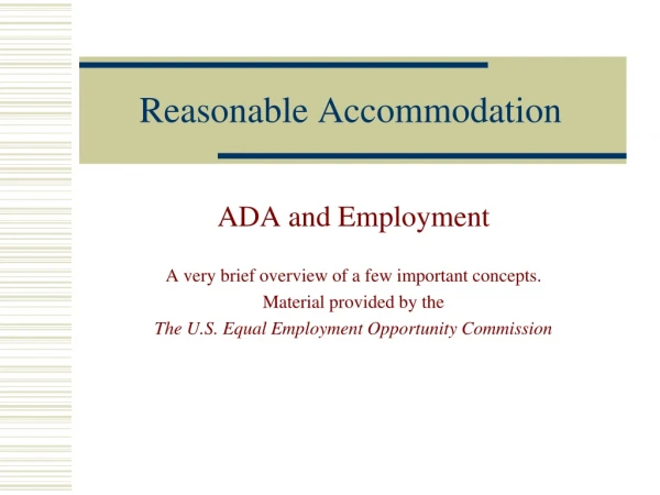 Reasonable Accommodation