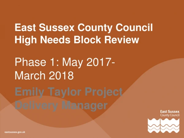 East Sussex County Council High  Needs Block Review