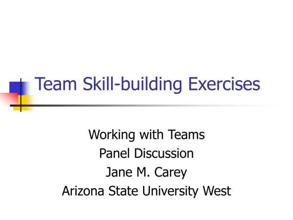 Team Skill-building Exercises
