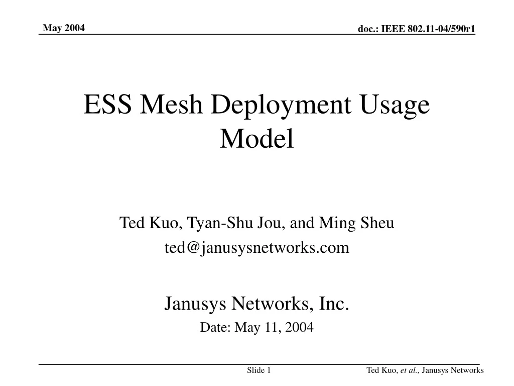 ess mesh deployment usage model