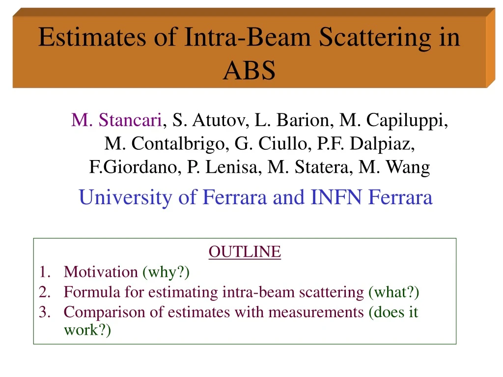 estimates of intra beam scattering in abs