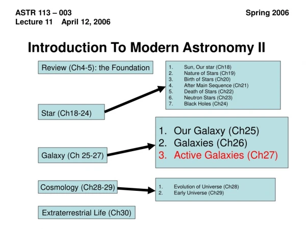 Introduction To Modern Astronomy II