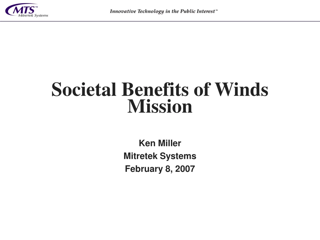 societal benefits of winds mission