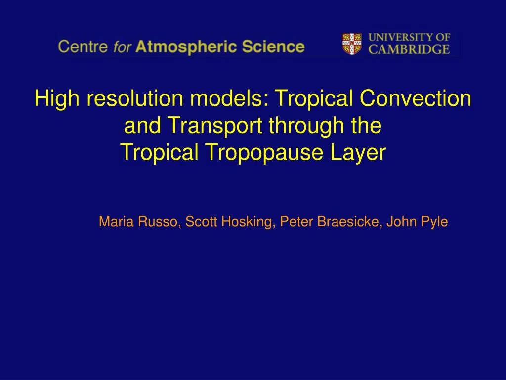 high resolution models tropical convection