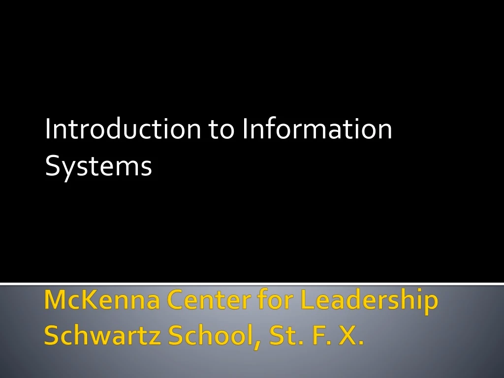 introduction to information systems