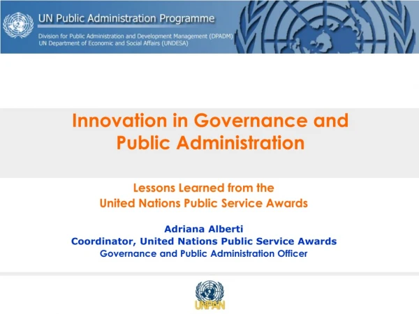 Innovation in Governance and  Public Administration