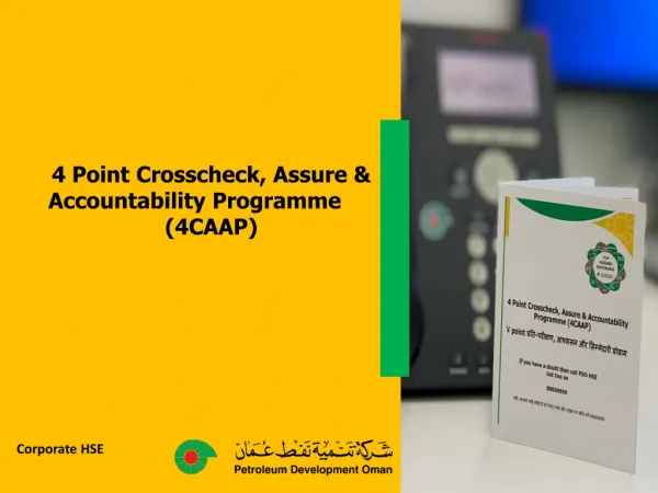 4 Point Crosscheck, Assure &amp; Accountability Programme (4CAAP )
