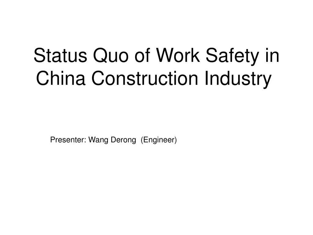 status quo of work safety in china construction industry