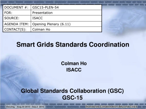 Smart Grids Standards Coordination