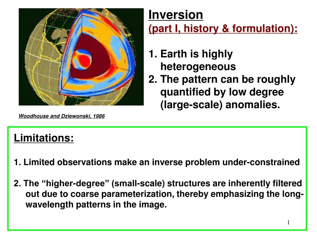 inversion part i history formulation 1 earth
