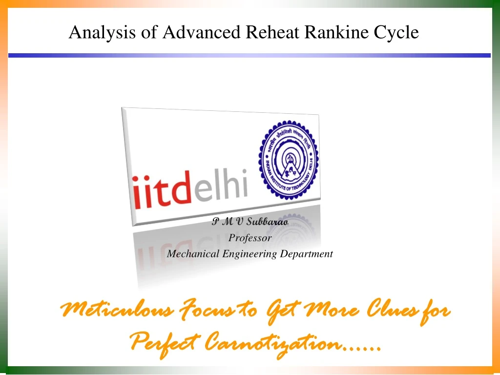 analysis of advanced reheat rankine cycle