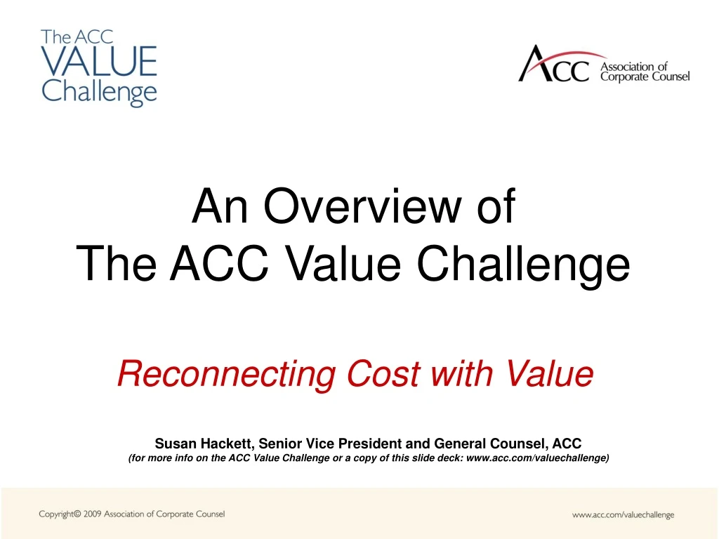 an overview of the acc value challenge