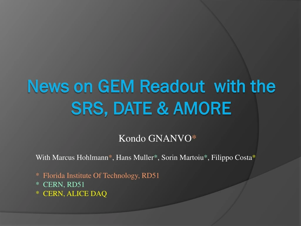 news on gem readout with the srs date amore
