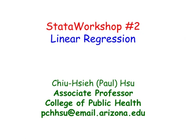 StataWorkshop #2 Linear Regression