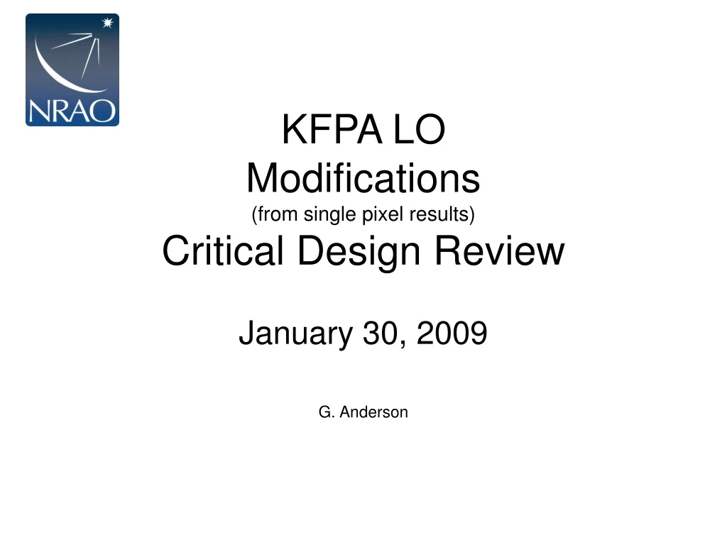 kfpa lo modifications from single pixel results critical design review
