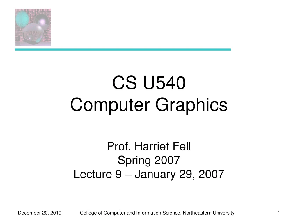 cs u540 computer graphics