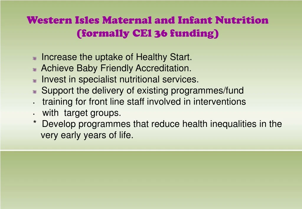 western isles maternal and infant nutrition