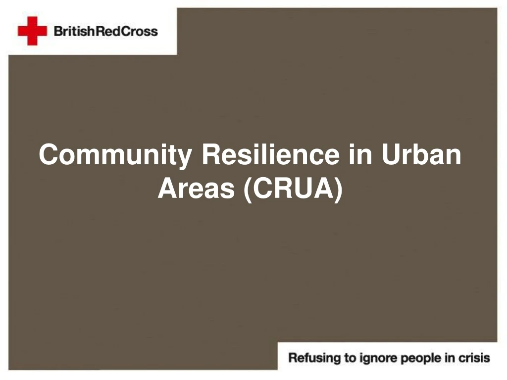 community resilience in urban areas crua