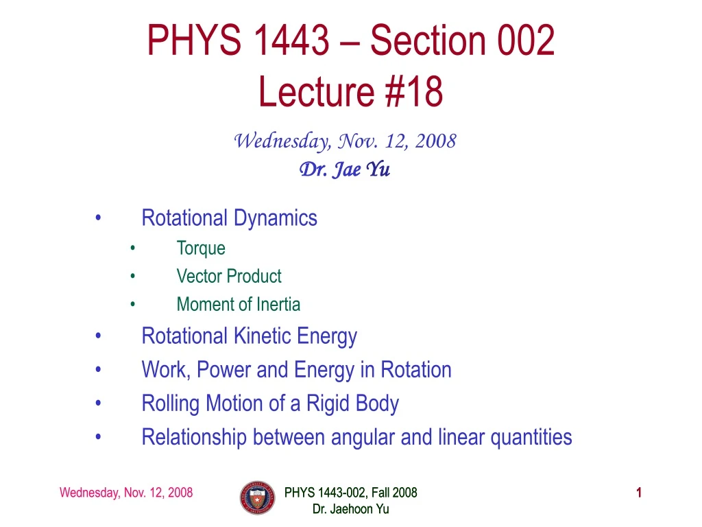 phys 1443 section 002 lecture 18