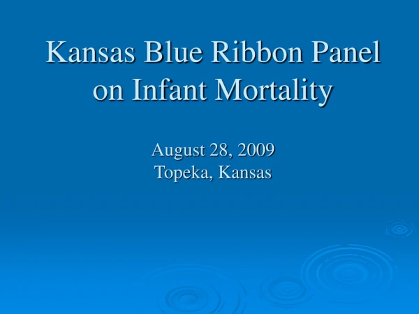 Kansas Blue Ribbon Panel on Infant Mortality August 28, 2009 Topeka, Kansas