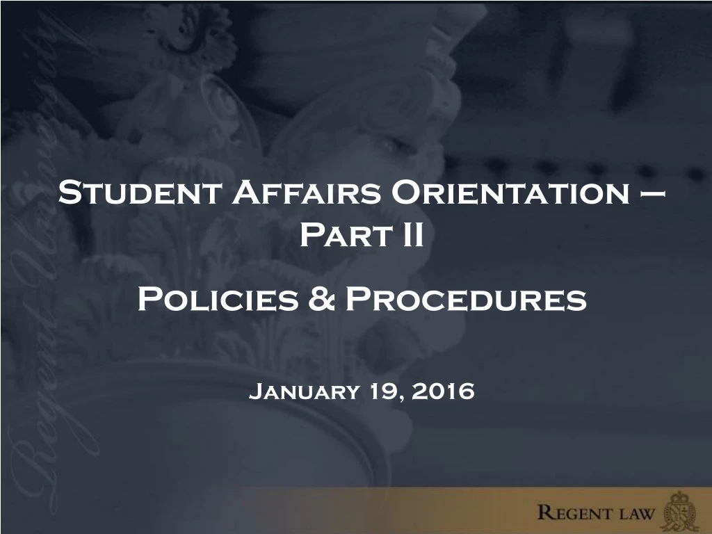 student affairs orientation part ii policies