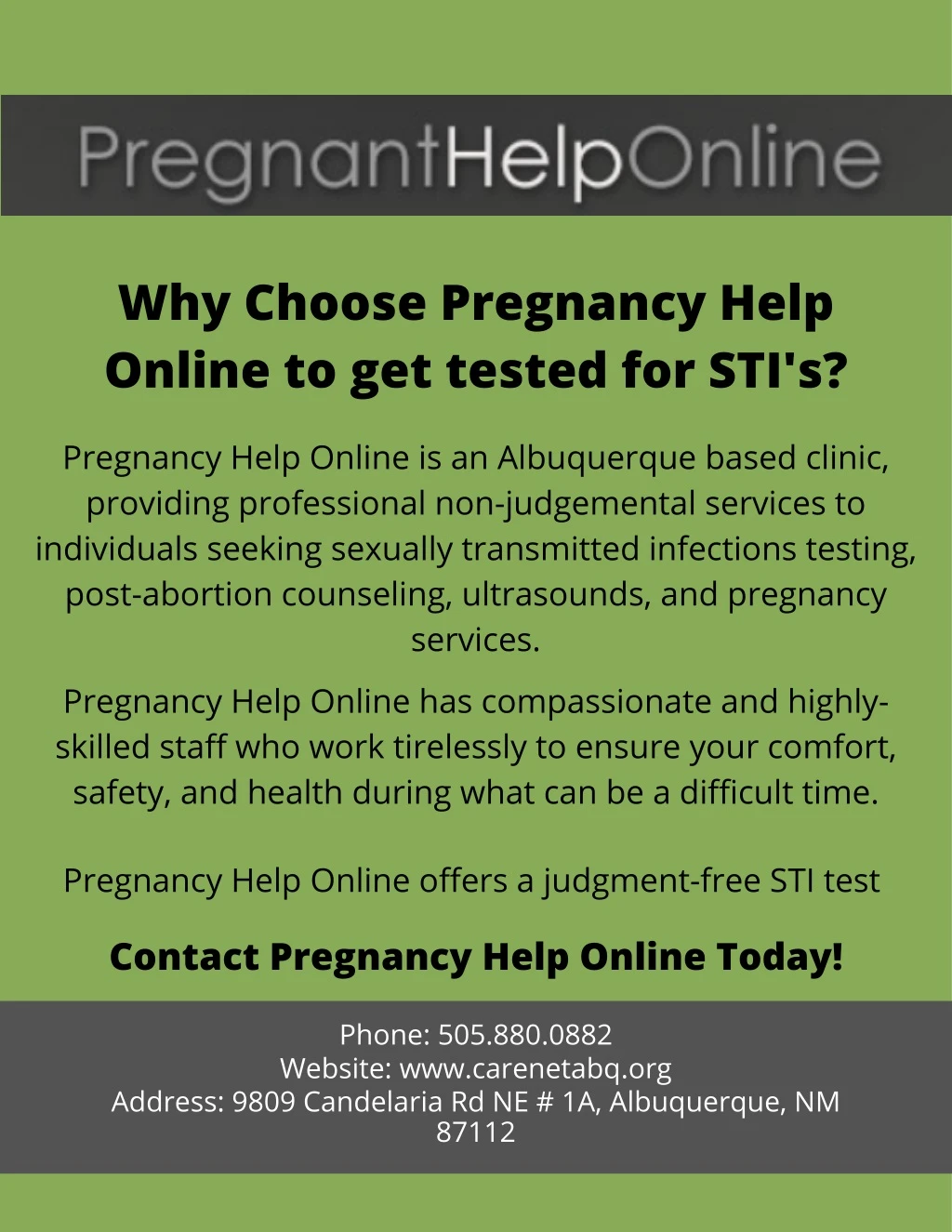 why choose pregnancy help online to get tested