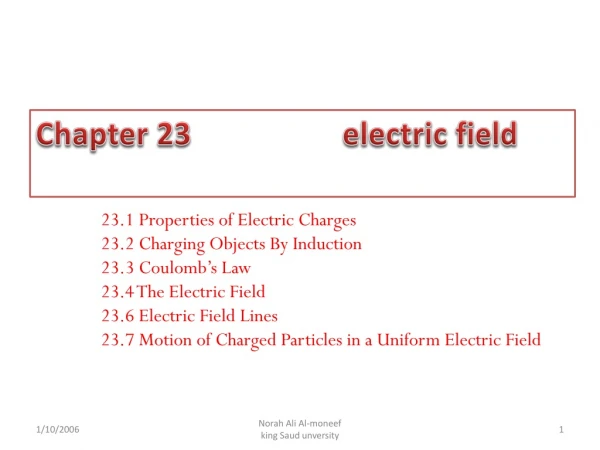 Chapter 23                   electric field