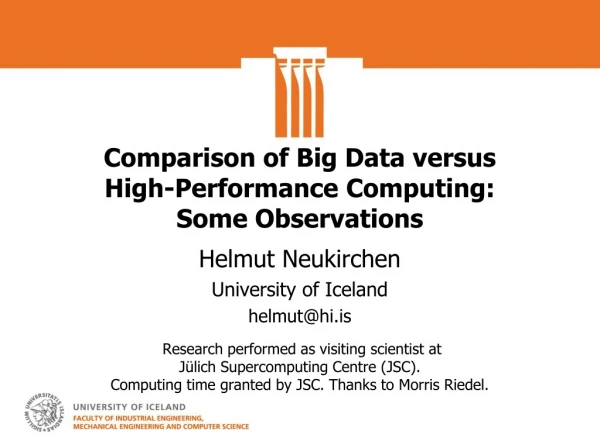 Comparison of Big Data  versus High-Performance Computing:  Some Observations